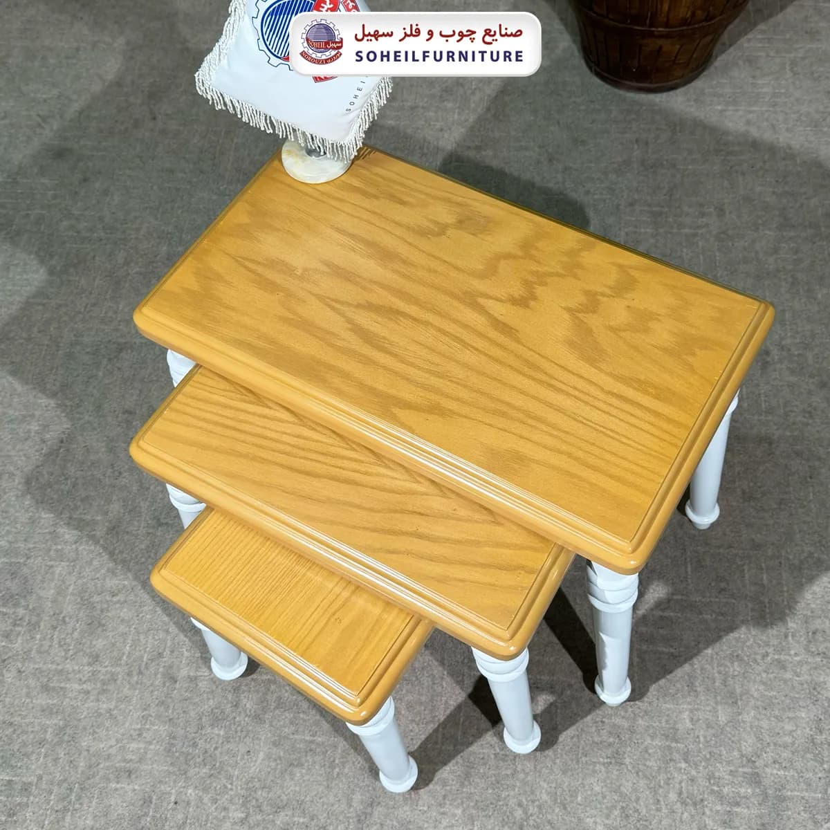 میز عسلی چوبی مدرن 3 تیکه مدل 140 سهیل — تصویر ۳