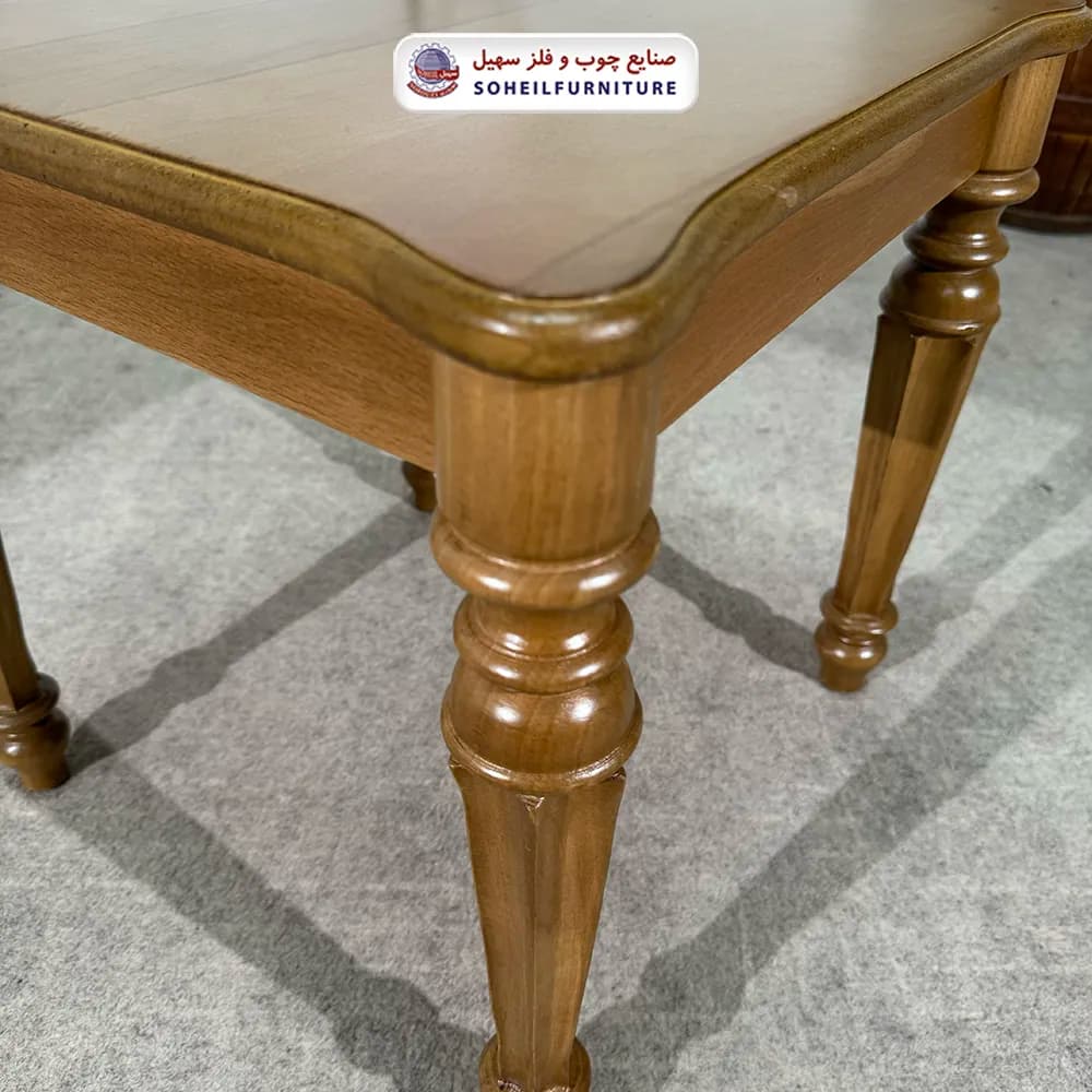 میز جلومبلی چوبی کلاسیک مدل الیکا سهیل (روکش چوب طبیعی) — تصویر ۴