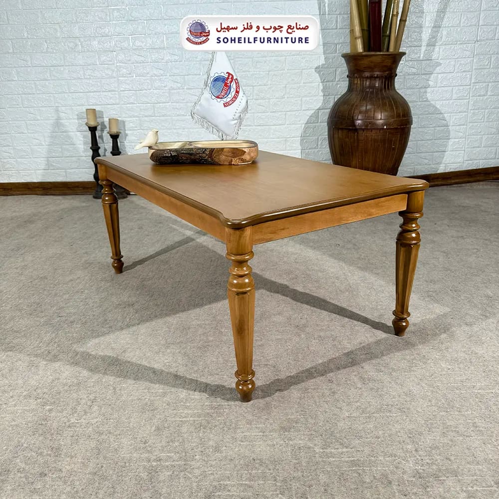 میز جلومبلی چوبی کلاسیک مدل الیکا سهیل (روکش چوب طبیعی) — تصویر ۷
