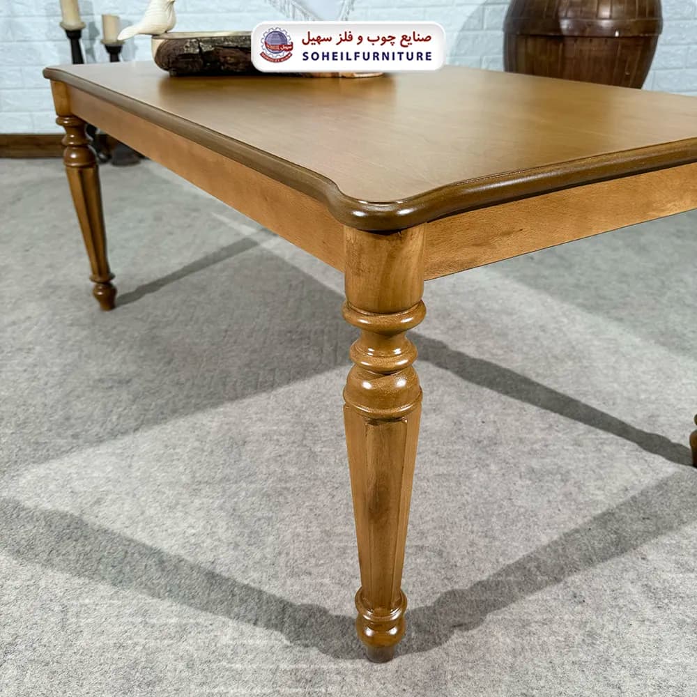 میز جلومبلی چوبی کلاسیک مدل الیکا سهیل (روکش چوب طبیعی) — تصویر ۶