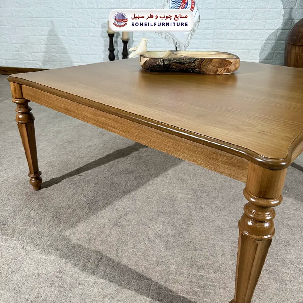 میز جلومبلی چوبی کلاسیک مدل الیکا سهیل (روکش چوب طبیعی) — تصویر ۸