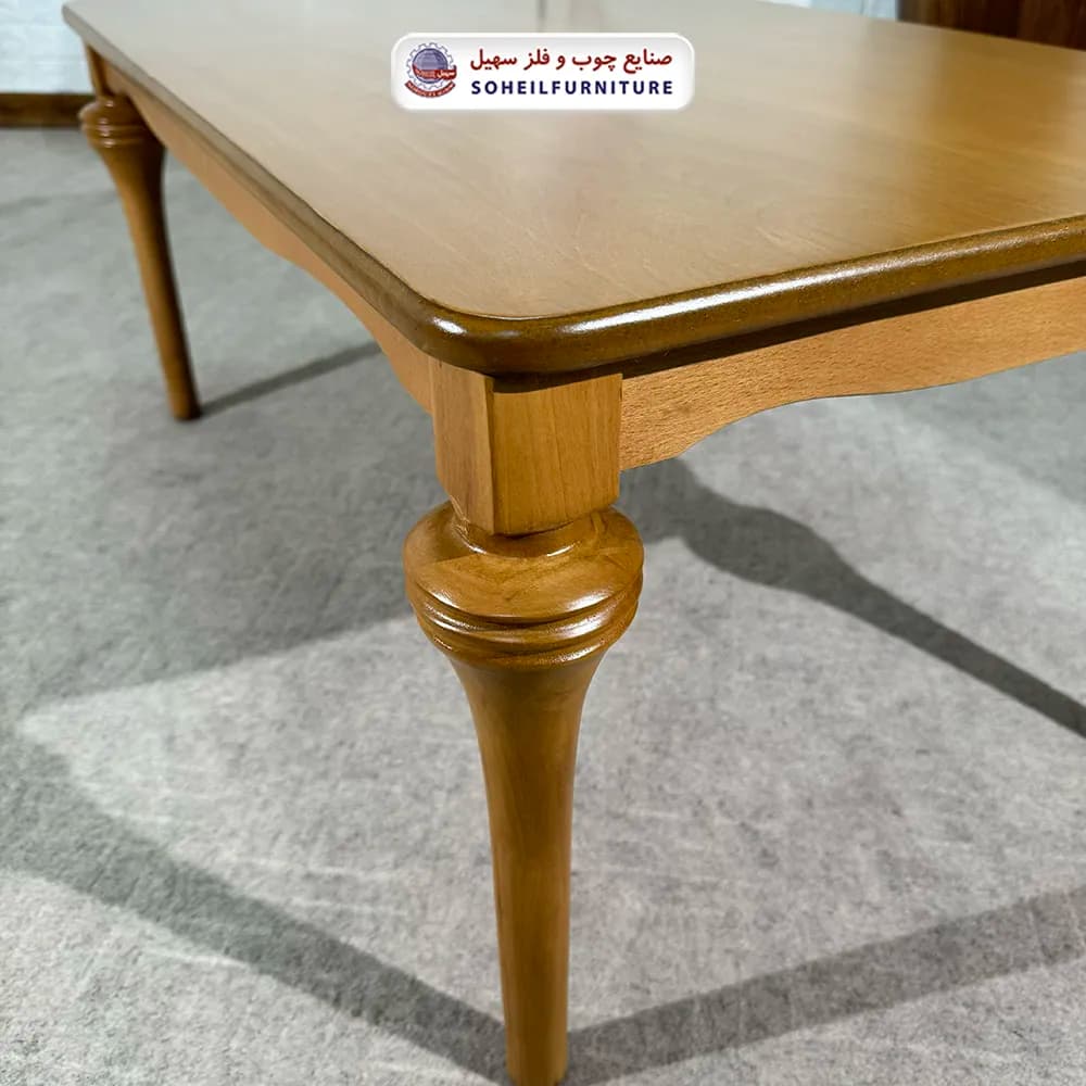 میز جلومبلی چوبی کلاسیک مدل شیپوری سهیل (روکش چوب طبیعی) — تصویر ۷