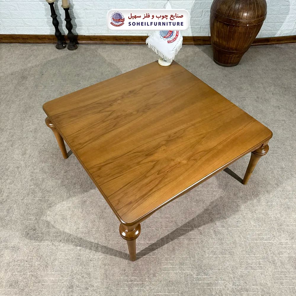 میز جلومبلی چوبی کلاسیک مدل شیپوری سهیل (روکش چوب طبیعی) — تصویر ۴