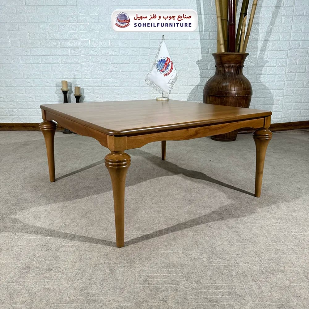 میز جلومبلی چوبی کلاسیک مدل شیپوری سهیل (روکش چوب طبیعی) — تصویر ۵