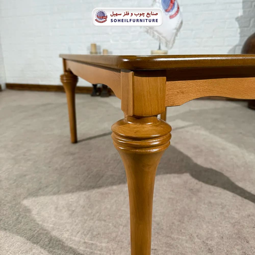 میز جلومبلی چوبی کلاسیک مدل شیپوری سهیل (روکش چوب طبیعی) — تصویر ۸