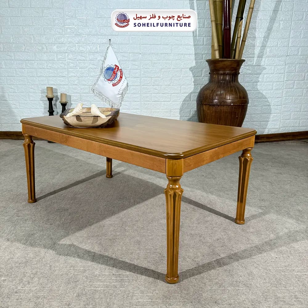 میز جلومبلی چوبی کلاسیک مدل سارینا سهیل (روکش چوب طبیعی)