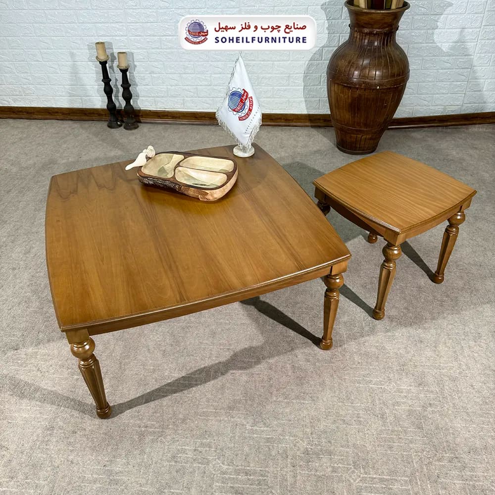 میز عسلی (بغل مبل) چوبی مدل راسان سهیل (روکش طبیعی چوب) — تصویر ۴