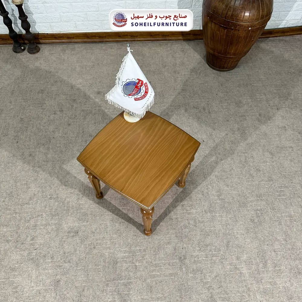 میز عسلی (بغل مبل) چوبی مدل راسان سهیل (روکش طبیعی چوب) — تصویر ۶