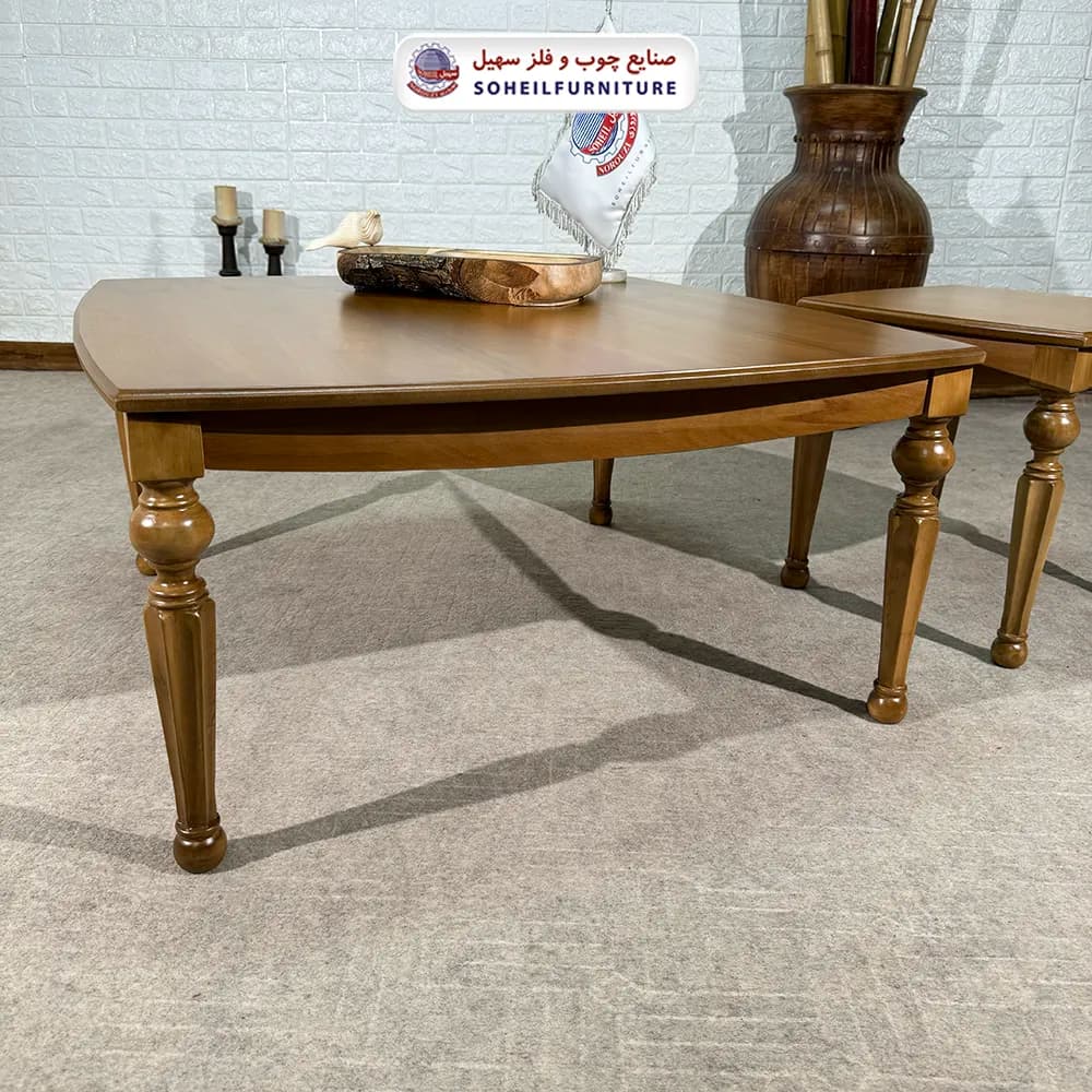 میز عسلی (بغل مبل) چوبی مدل راسان سهیل (روکش طبیعی چوب) — تصویر ۵