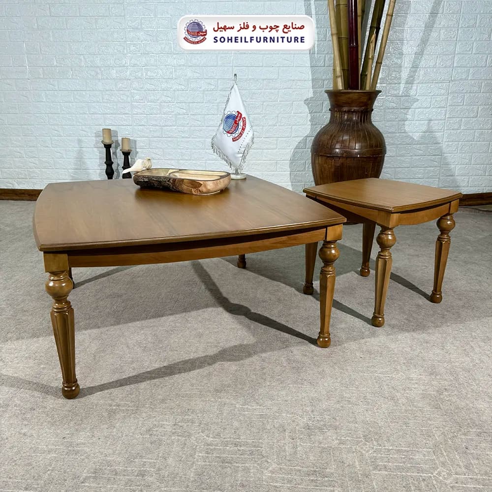 میز عسلی (بغل مبل) چوبی مدل راسان سهیل (روکش طبیعی چوب) — تصویر ۳