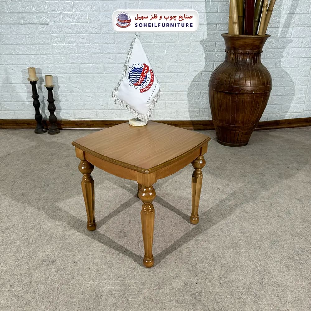 میز عسلی (بغل مبل) چوبی مدل راسان سهیل (روکش طبیعی چوب)