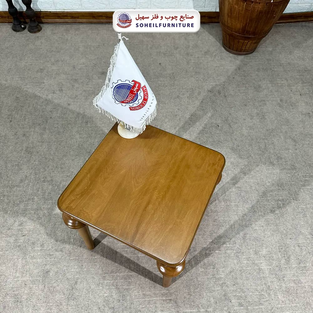 میز عسلی (بغل مبل) چوبی مدل شیپوری سهیل (روکش طبیعی چوب) — تصویر ۴