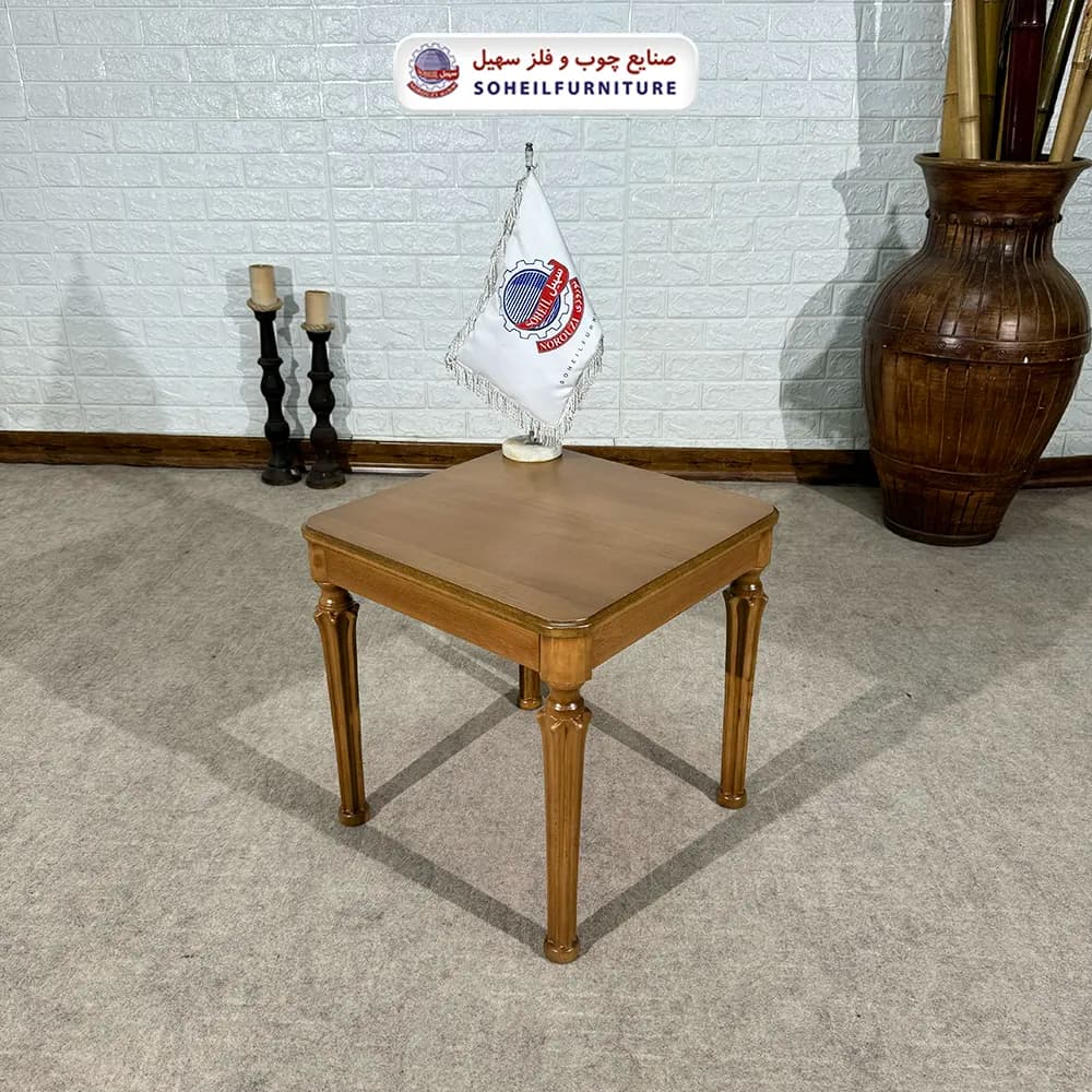 میز عسلی (بغل مبل) چوبی مدل سارینا سهیل (روکش طبیعی چوب)