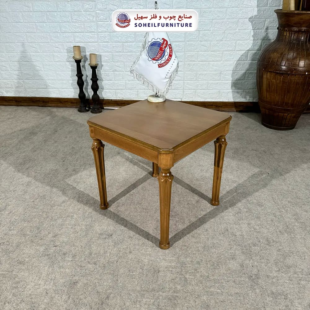 میز عسلی (بغل مبل) چوبی مدل سارینا سهیل (روکش طبیعی چوب) — تصویر ۲