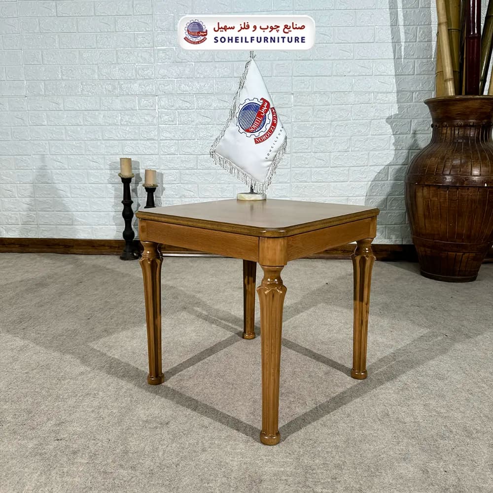 میز عسلی (بغل مبل) چوبی مدل سارینا سهیل (روکش طبیعی چوب) — تصویر ۳