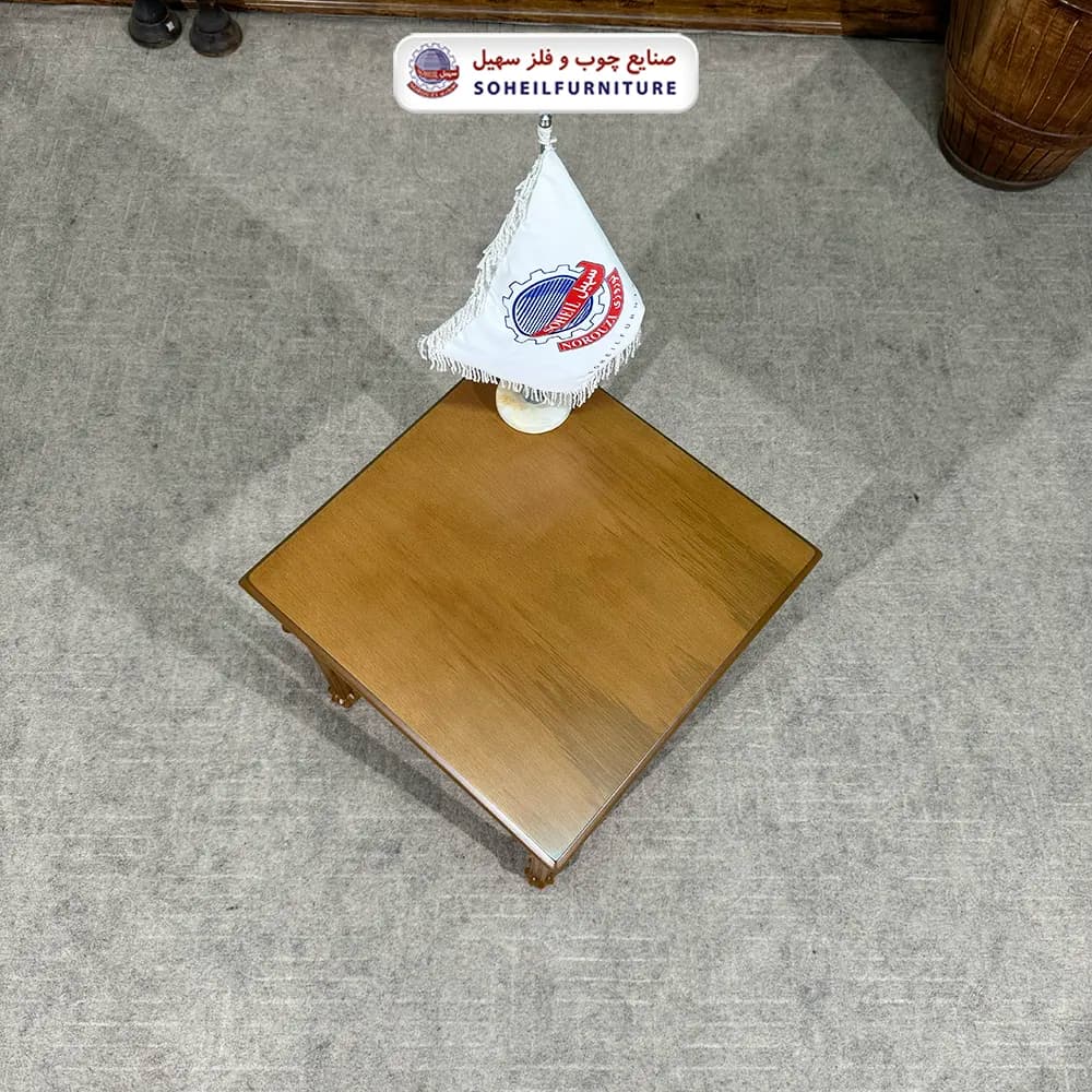 میز عسلی (بغل مبل) چوبی مدل شاه پسند سهیل (روکش طبیعی چوب) — تصویر ۳