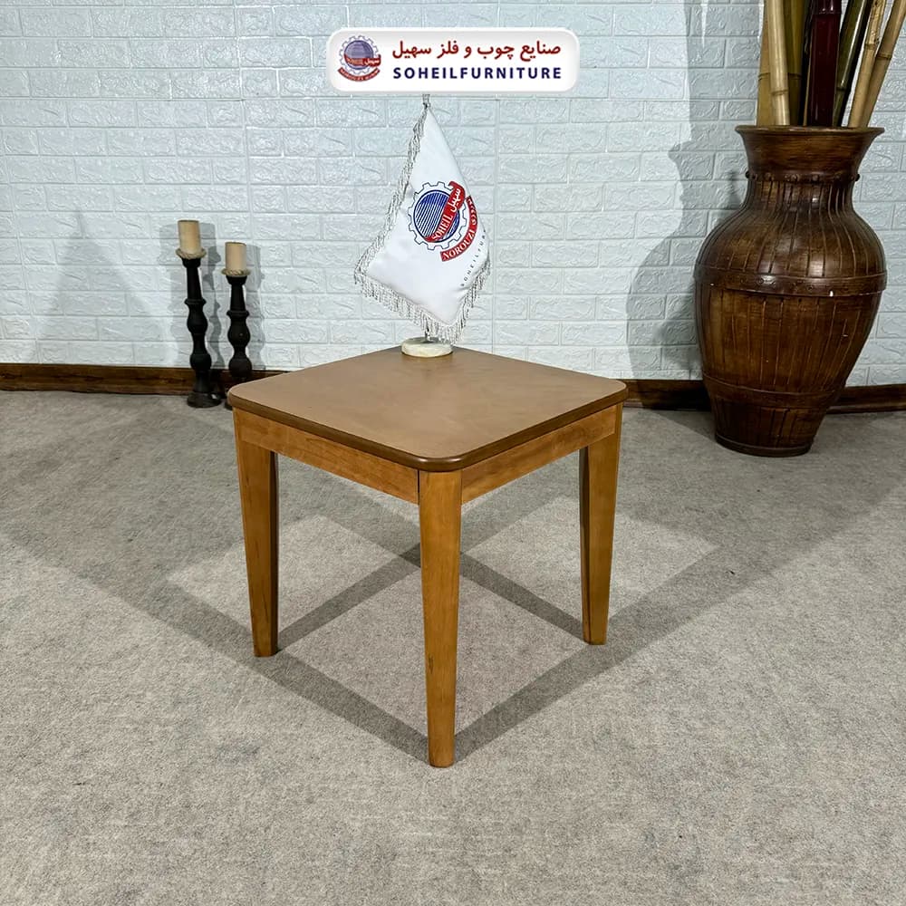 میز عسلی (بغل مبل) چوبی مدل پیکاسو سهیل (روکش طبیعی چوب)