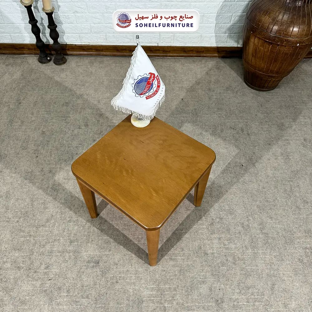 میز عسلی (بغل مبل) چوبی مدل پیکاسو سهیل (روکش طبیعی چوب) — تصویر ۲