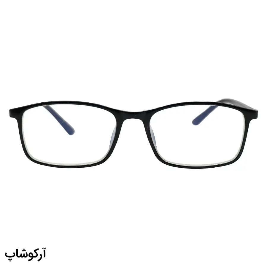 عینک مطالعه نزدیک بین نمره +1.00 با فریم مشکی رنگ، مستطیلی شکل، لولا فنردار و لنز بلوکات مدل 12456 — تصویر ۲
