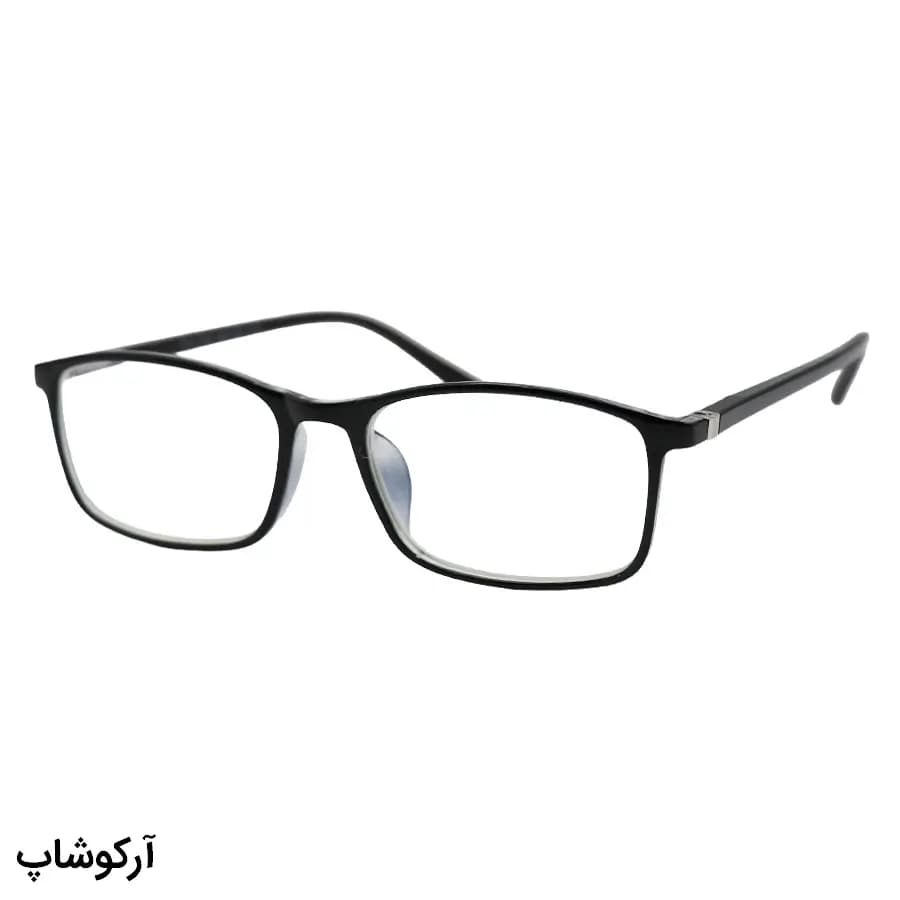 عینک مطالعه نزدیک بین نمره +2.75 با فریم مشکی رنگ، مستطیلی شکل، لولا فنردار و لنز بلوکات مدل 12456