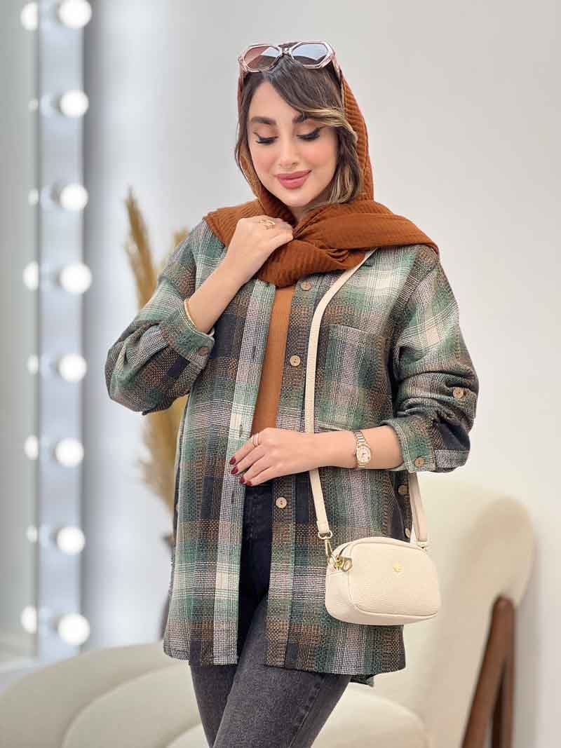 مانتو چهارخونه بغل سه دکمه مهرسا کد 5346 — تصویر ۷