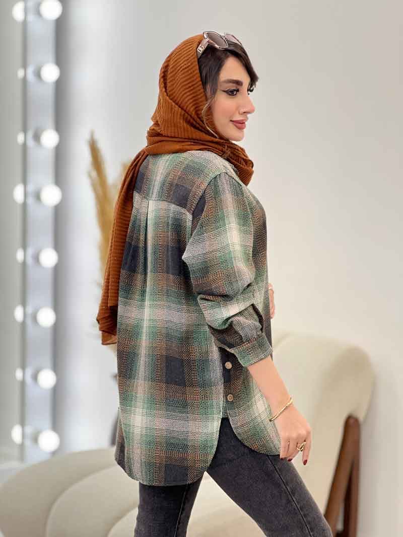 مانتو چهارخونه بغل سه دکمه مهرسا کد 5346 — تصویر ۵