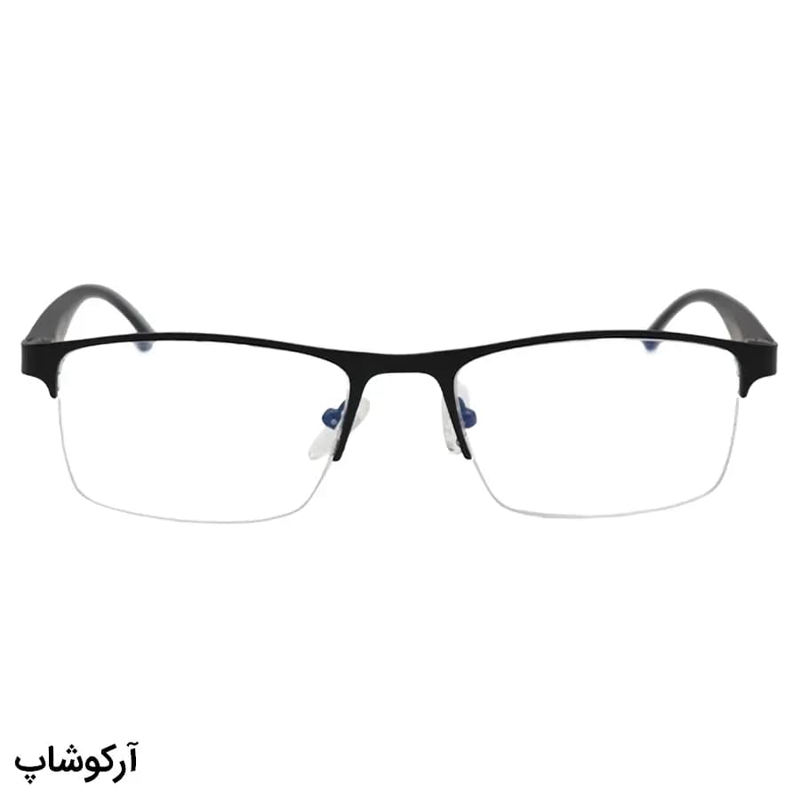 عینک مطالعه نزدیک بین نمره +1.75 با فریم مشکی، مستطیلی، دسته فنری، طرح نیم‌فریم و لنز بلوکات و آنتی رفلکس مدل Zooxsky — تصویر ۲