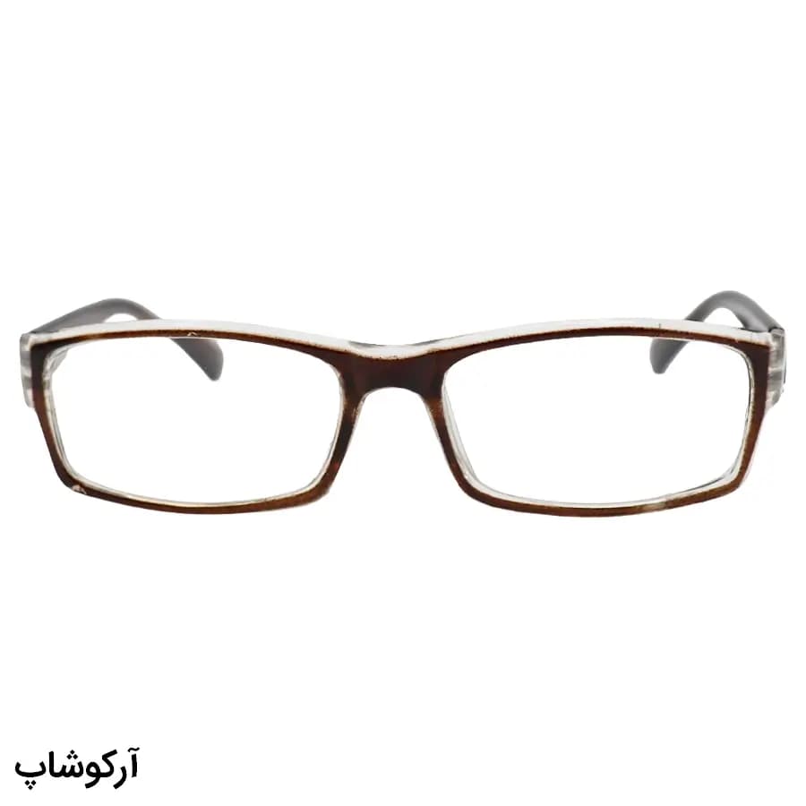عینک مطالعه نزدیک بین نمره +1.50 با فریم مستطیلی شکل، قهوه‌ای رنگ و دسته فنردار مدل 746 — تصویر ۲