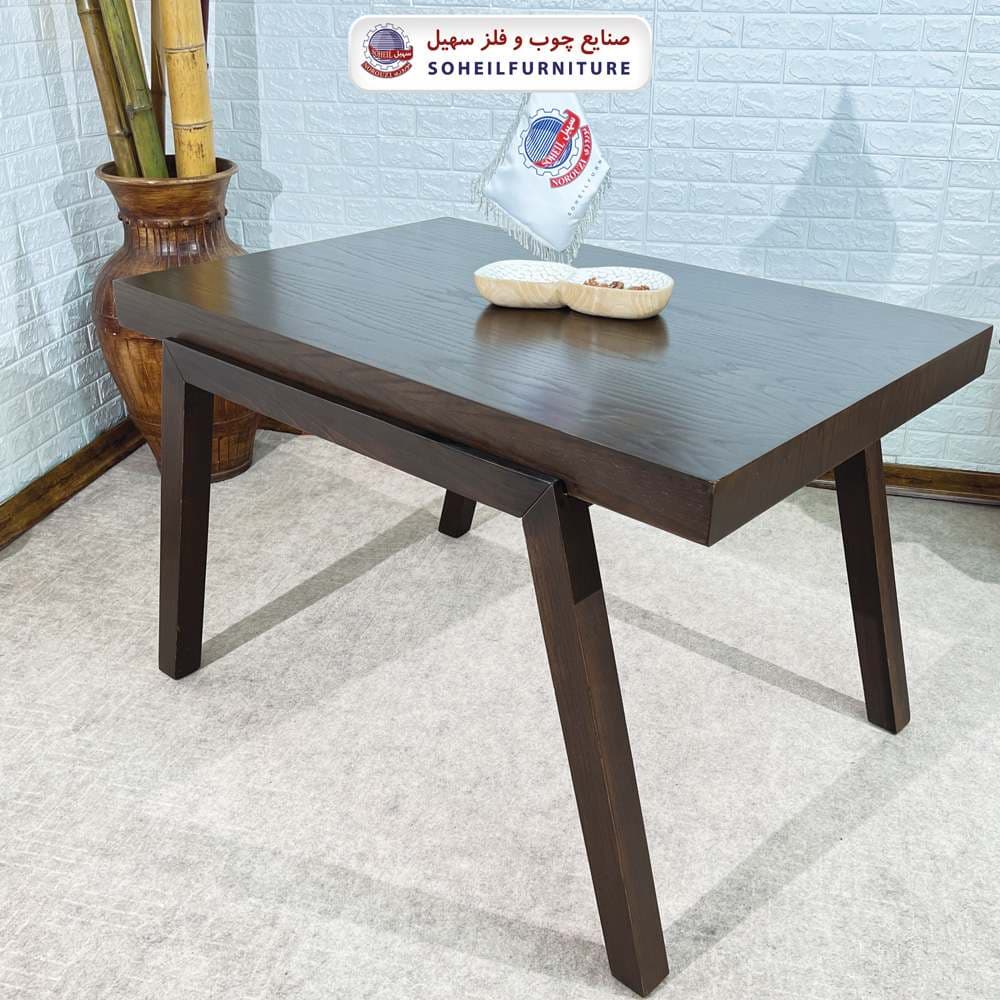 میز ناهارخوری چوبی 4نفره مدل هندسی سهیل (چوب سوپر راش گرجستان) — تصویر ۴