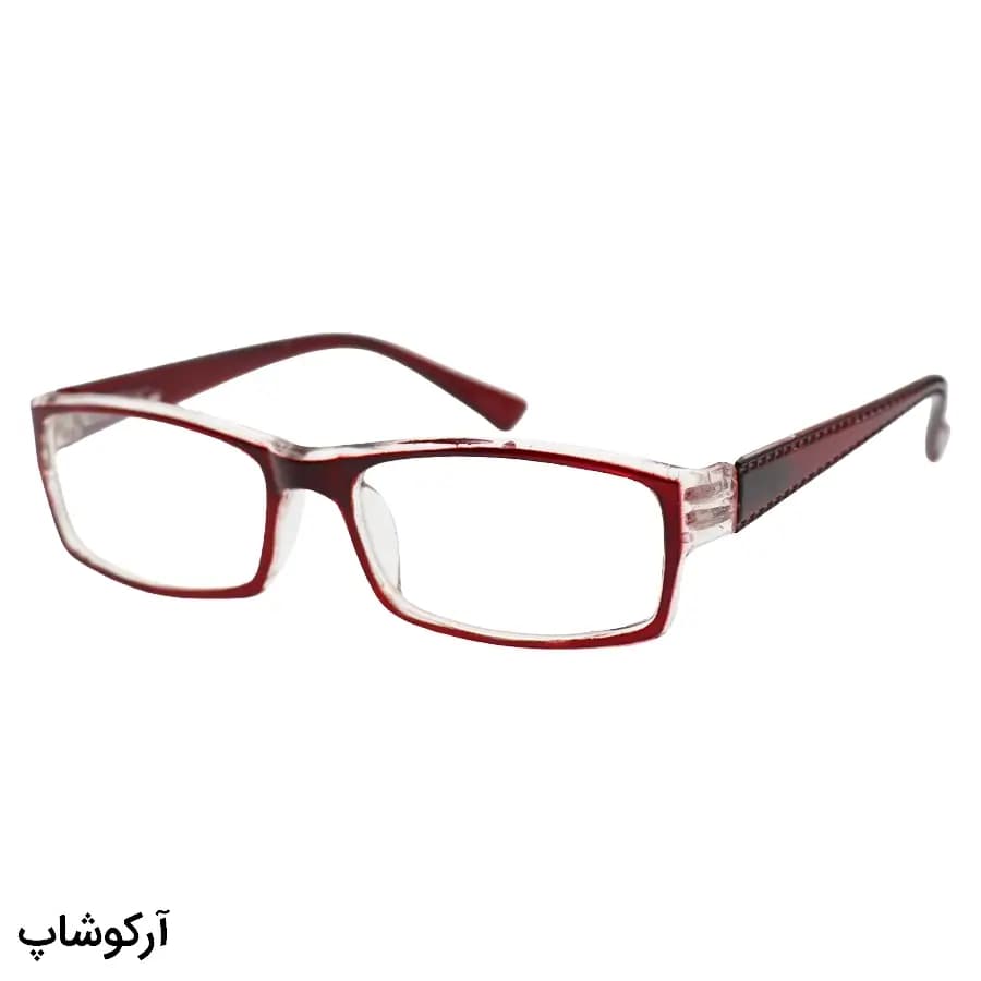 عینک مطالعه نزدیک بین نمره +1.75 با فریم مستطیلی شکل، قرمز رنگ و دسته فنردار مدل 746 — تصویر ۳