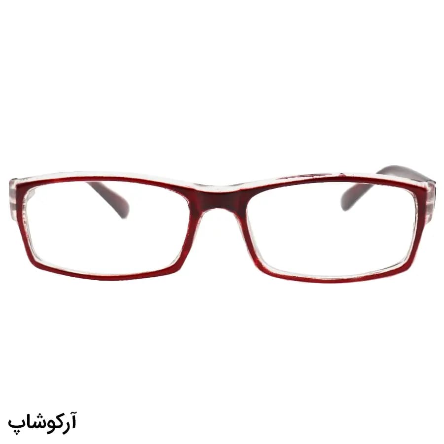 عینک مطالعه نزدیک بین نمره +1.75 با فریم مستطیلی شکل، قرمز رنگ و دسته فنردار مدل 746 — تصویر ۲