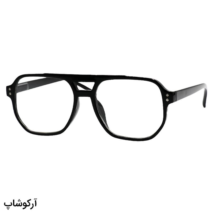 عینک مطالعه نزدیک بین نمره +1.00 با فریم خلبانی، مشکی رنگ و دسته فنردار مدل 331