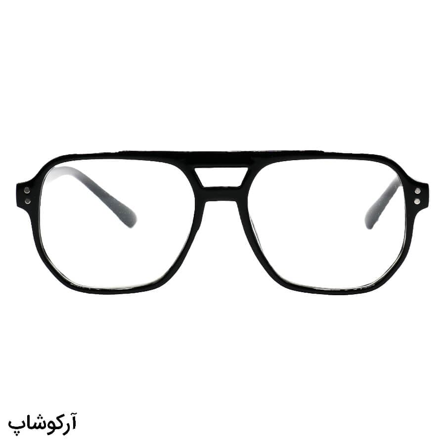 عینک مطالعه نزدیک بین نمره +1.00 با فریم خلبانی، مشکی رنگ و دسته فنردار مدل 331 — تصویر ۲