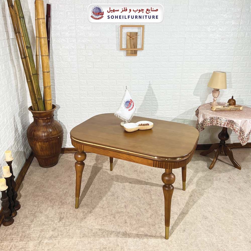میز ناهارخوری چوبی بیضی 4نفره و 6نفره مدل دنا سهیل (چوب سوپر راش گرجستان)