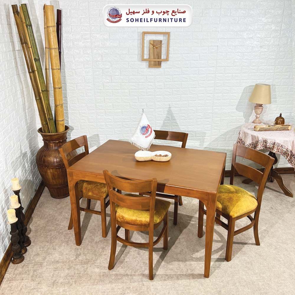 میز ناهارخوری چوبی 4نفره مدل اسپرت سهیل (چوب سوپر راش گرجستان) — تصویر ۲