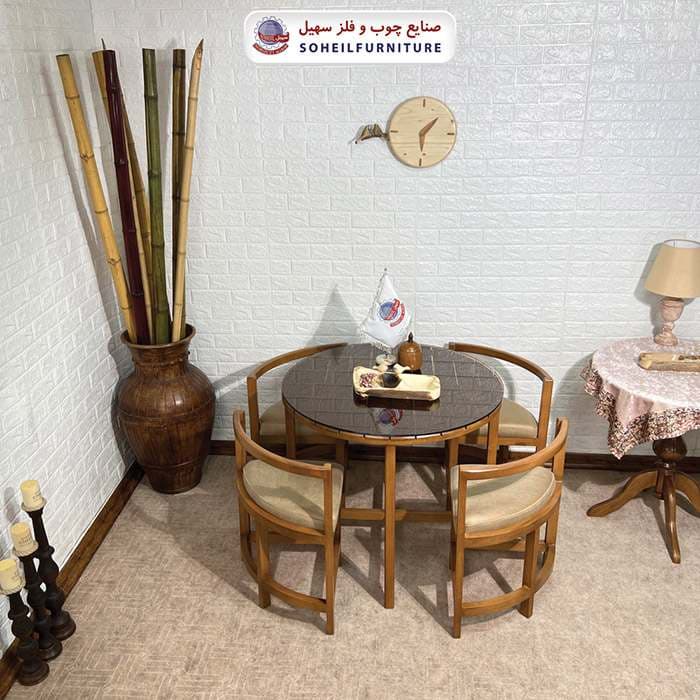 میز ناهارخوری کمجا 4نفره گرد روشن سهیل — تصویر ۶