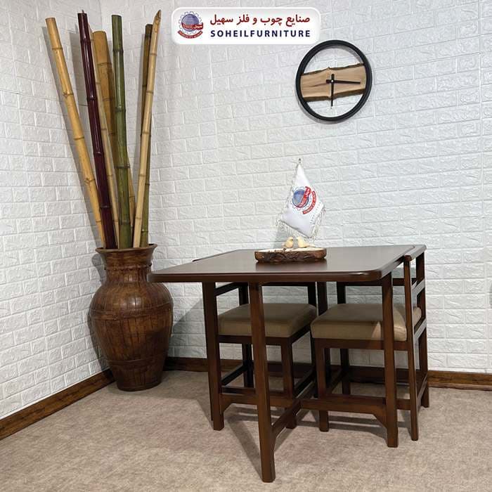 میز ناهارخوری کمجا 4نفره مربع تیره سهیل — تصویر ۵