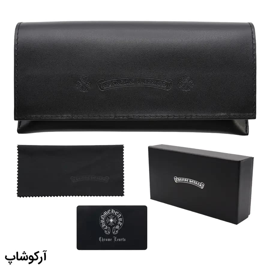 پک و کیف اورجینال عینک برند کروم هارتز Chrome Hearts با تمام تجهیزات مدل 993031