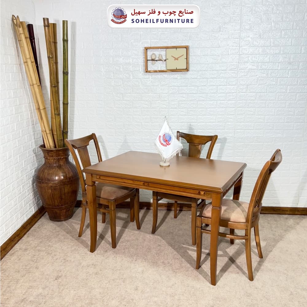 ست ناهارخوری چوبی 4نفره و 6نفره مدل فیفل سهیل — تصویر ۵