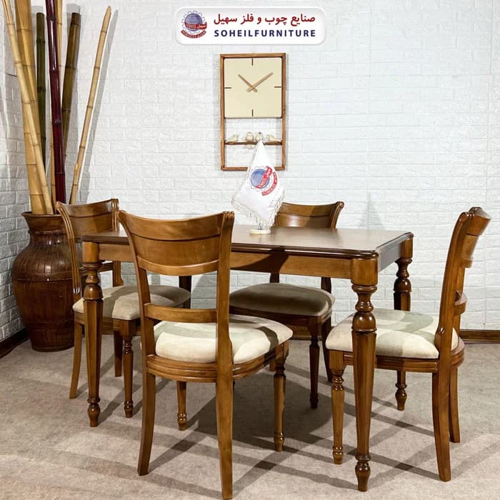 ست ناهارخوری چوبی ۴نفره و ۶نفره الیکا و صندلی مرسانا سهیل — تصویر ۳