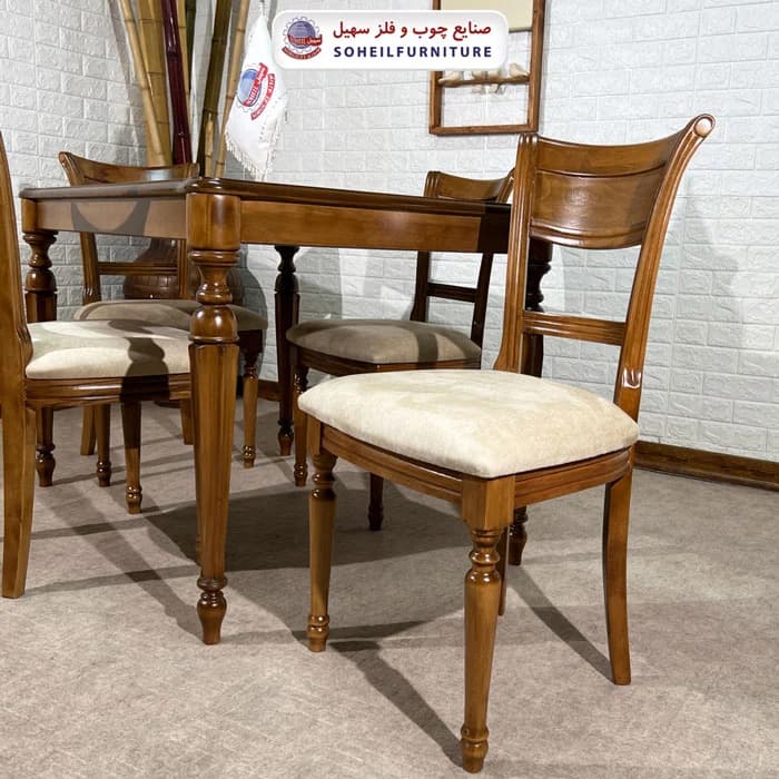 ست ناهارخوری چوبی ۴نفره و ۶نفره الیکا و صندلی مرسانا سهیل — تصویر ۶