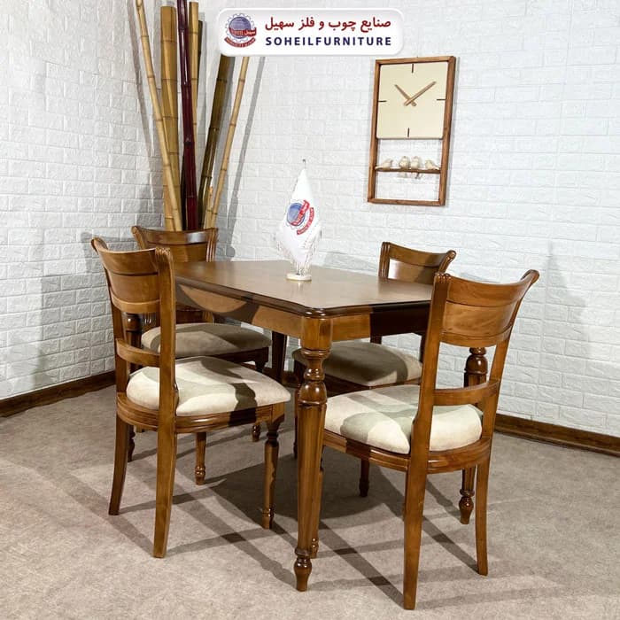 ست ناهارخوری چوبی ۴نفره و ۶نفره الیکا و صندلی مرسانا سهیل — تصویر ۵