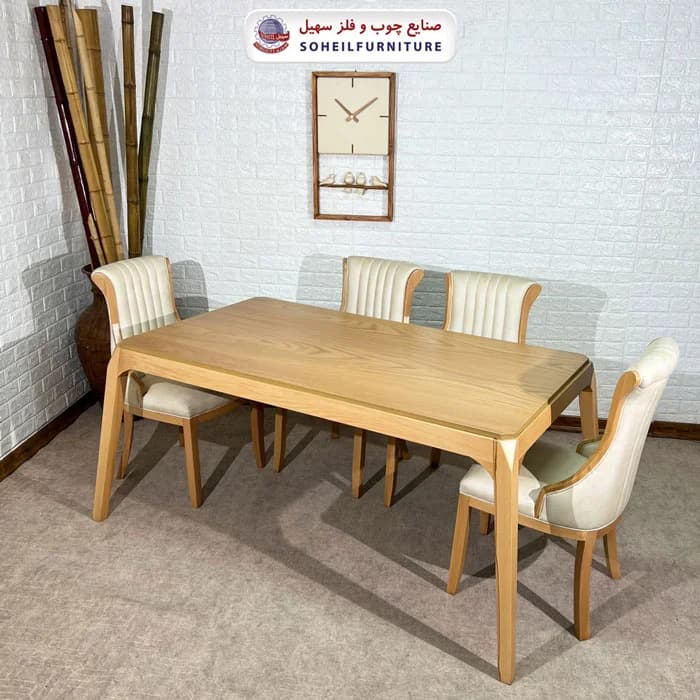ست ناهارخوری چوبی ۴نفره و ۶نفره بارسلون و صندلی لاله سهیل — تصویر ۶