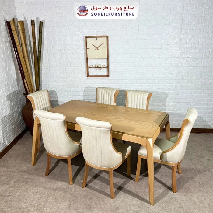 ست ناهارخوری چوبی ۴نفره و ۶نفره بارسلون و صندلی لاله سهیل
