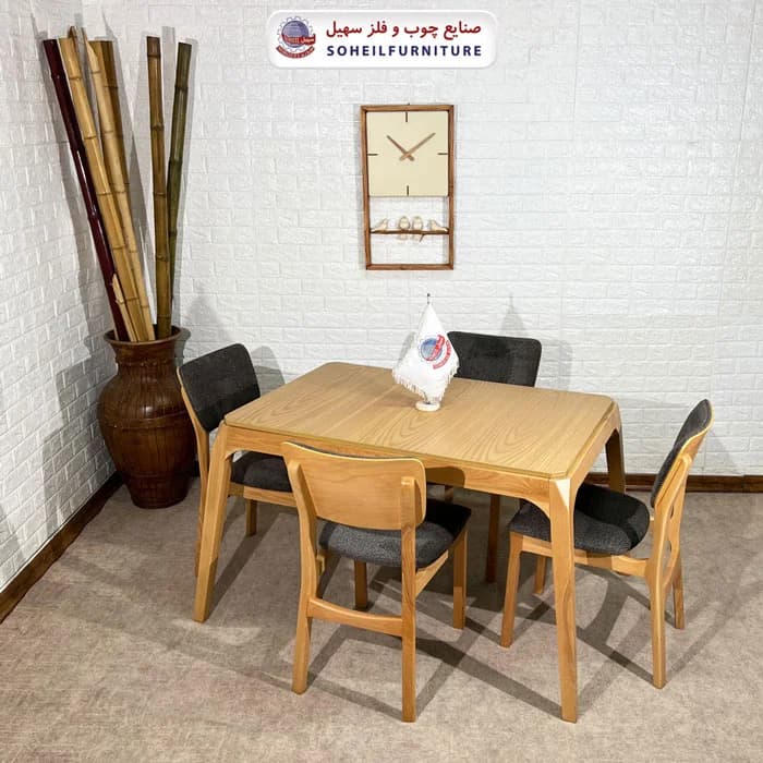 ست ناهارخوری چوبی ۴نفره و ۶نفره بارسلون و صندلی هیما سهیل — تصویر ۸