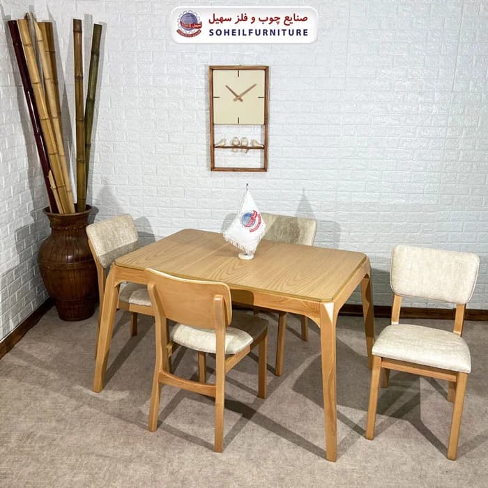 ست ناهارخوری چوبی ۴نفره و ۶نفره بارسلون و صندلی هیما سهیل — تصویر ۲
