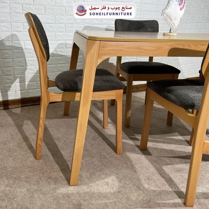 ست ناهارخوری چوبی ۴نفره و ۶نفره بارسلون و صندلی هیما سهیل — تصویر ۵