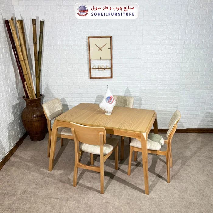 ست ناهارخوری چوبی ۴نفره و ۶نفره بارسلون و صندلی هیما سهیل — تصویر ۳