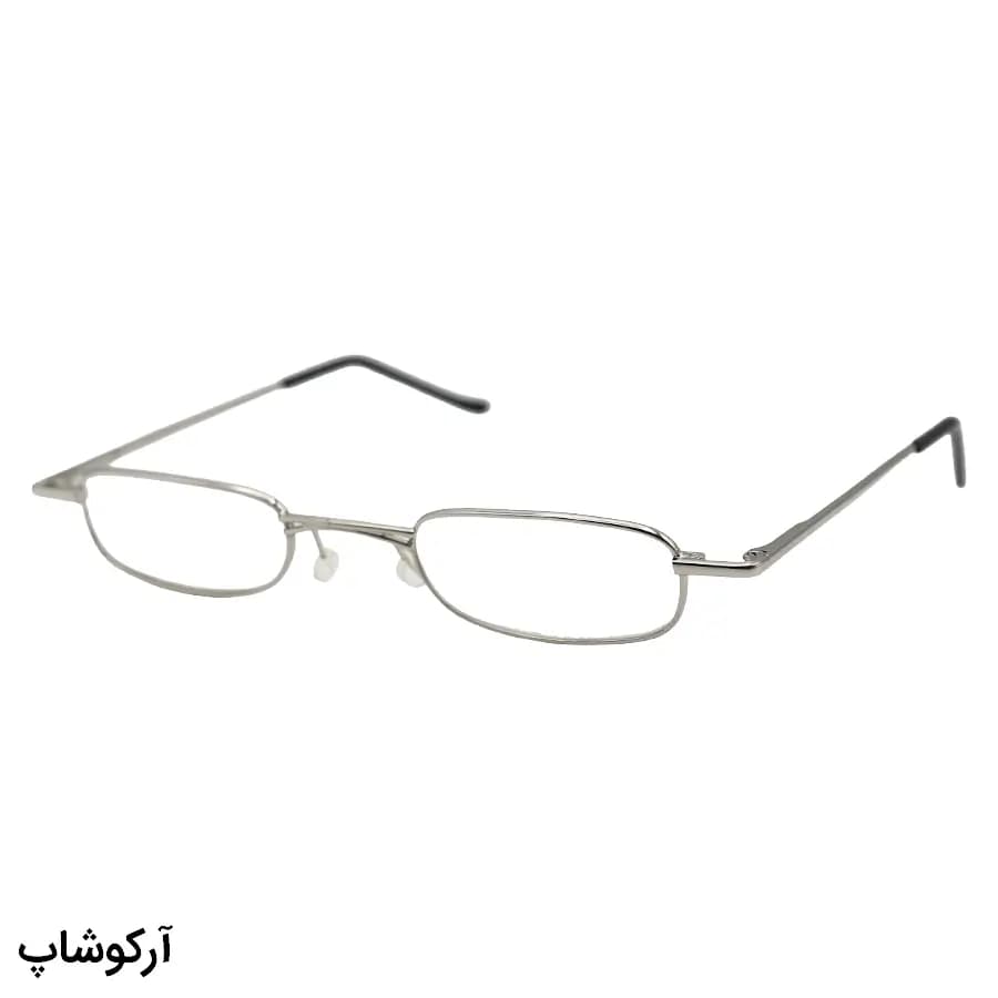 عینک مطالعه طرح خودکاری با نمره +1.00 نزدیک بین، فریم مستطیلی، رنگ نقره‌ای، دسته فنری و قاب قرمز مدل ARG006 — تصویر ۳
