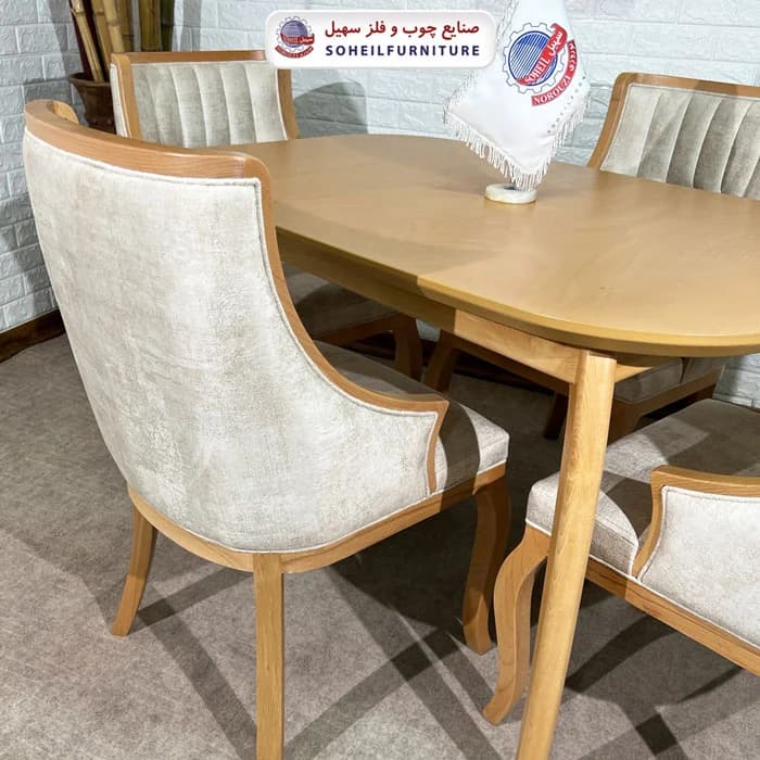 ست ناهارخوری چوبی ۴نفره و ۶نفره بوگاتی و صندلی آریز سهیل — تصویر ۷